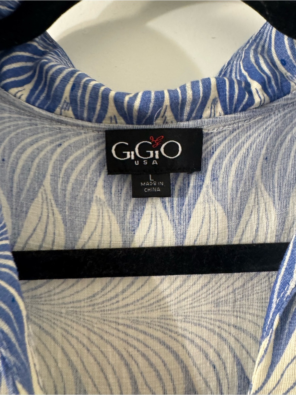 GiGiO Blue & White Wave-Print Midi Dress with Puff Sleeves - Picture 2 of 2